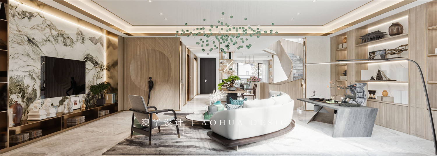 富春山居别墅380㎡新中式