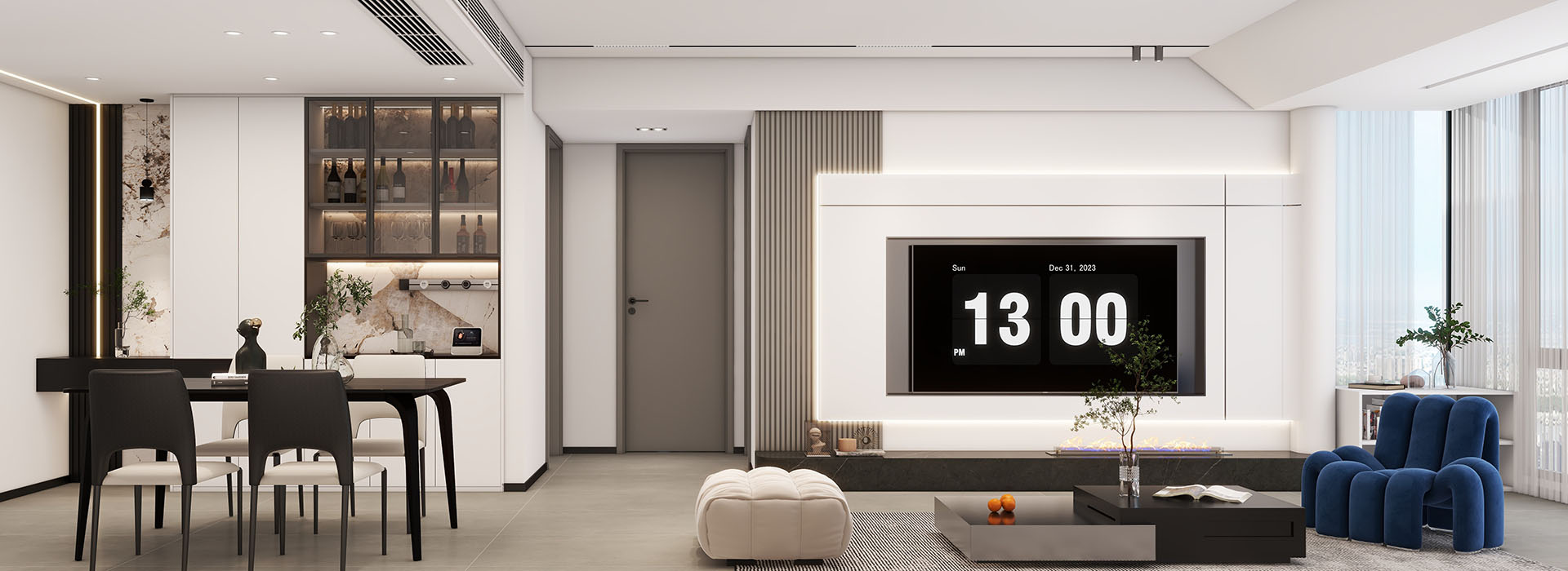 城市大厦130㎡现代黑白灰