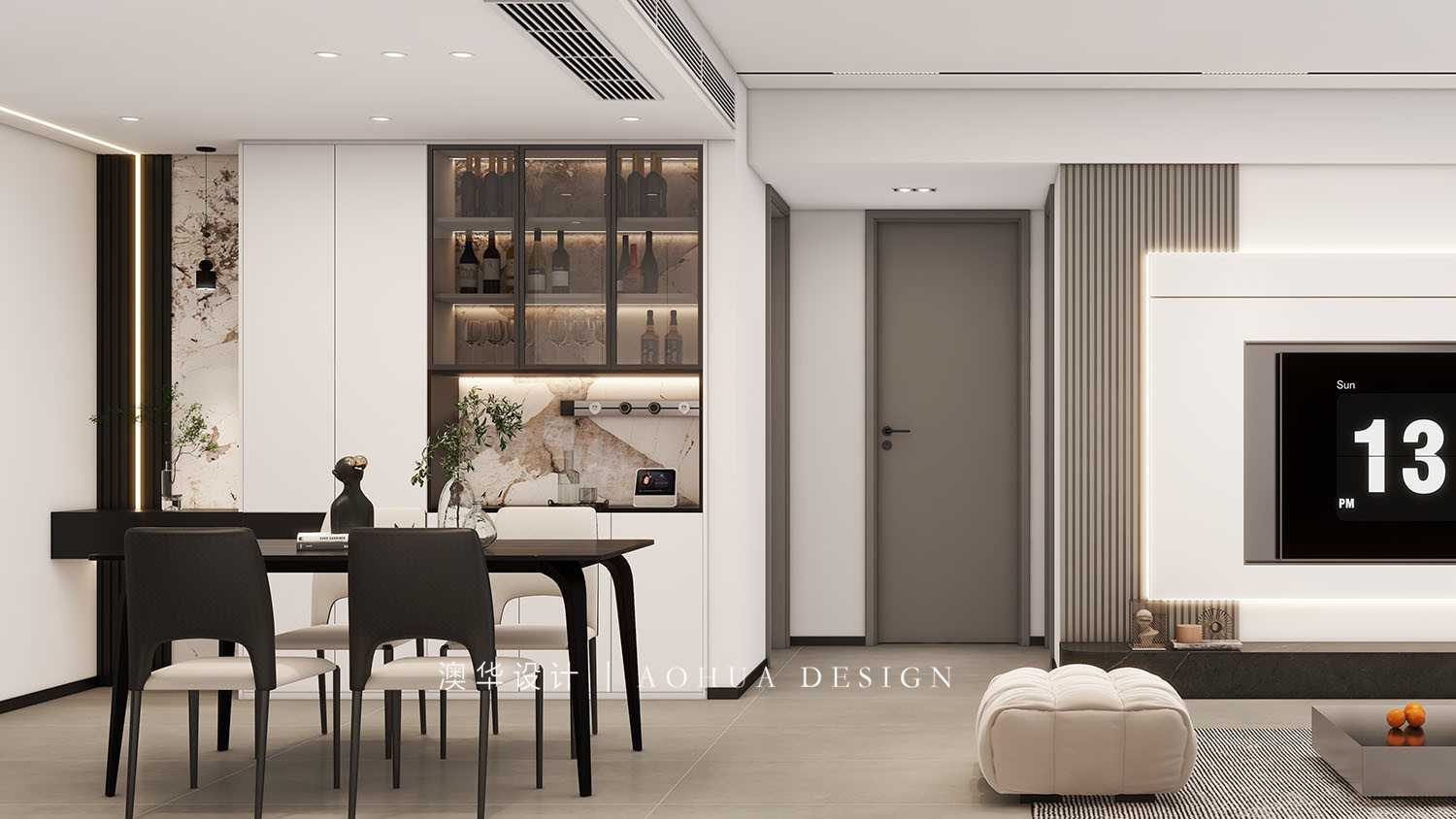 城市大厦130㎡现代黑白灰