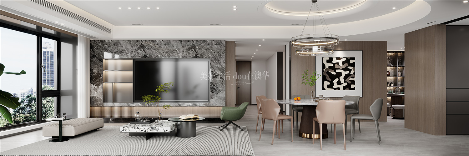 世茂天胤装修效果图,意式极简,武汉室内装修