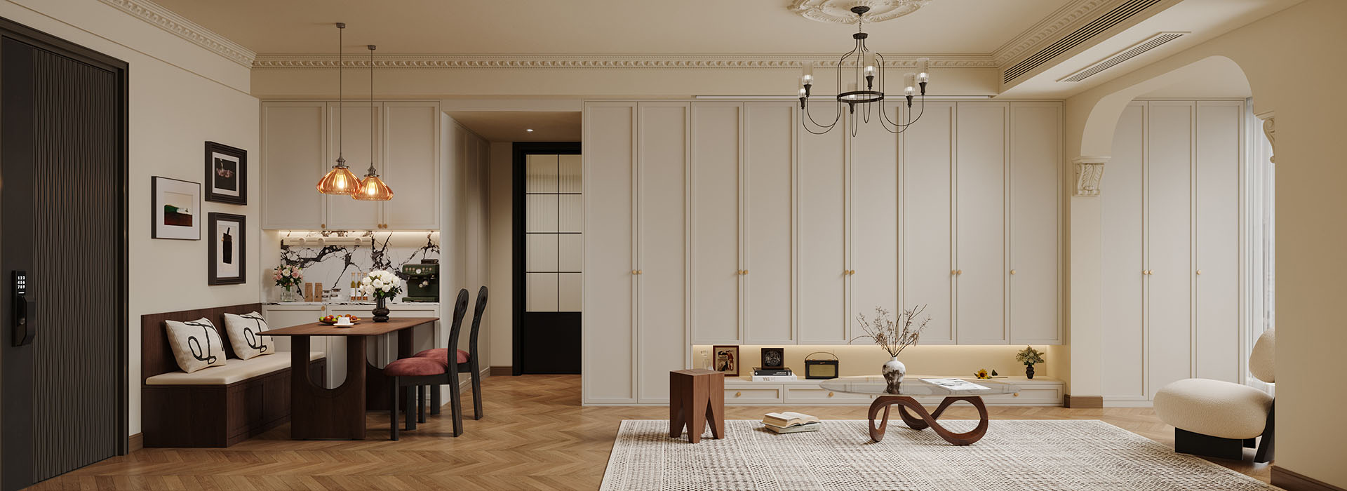 香榭东沙装修效果图,法式南洋风