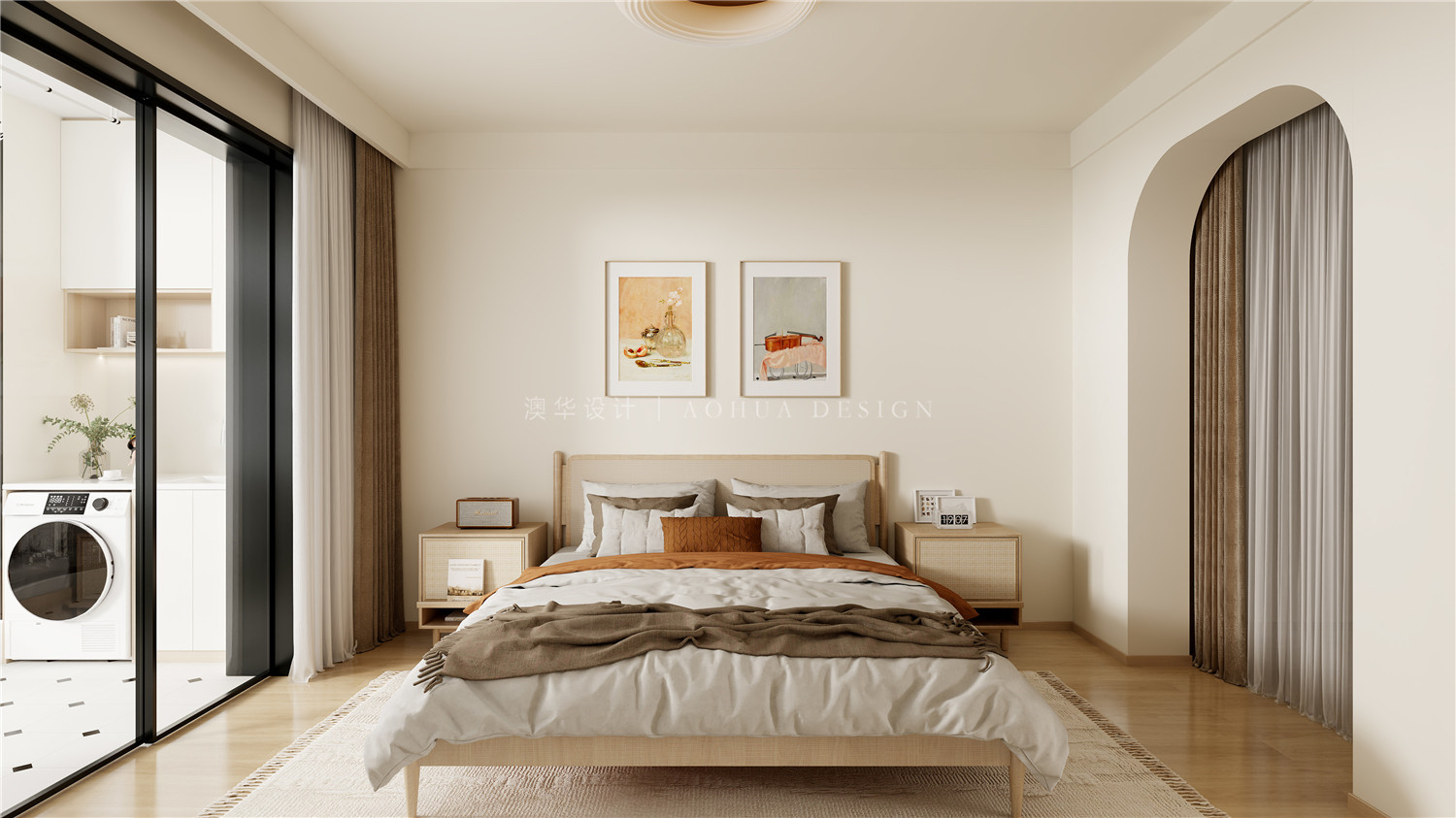 统建千禧园装修效果图,奶油原木