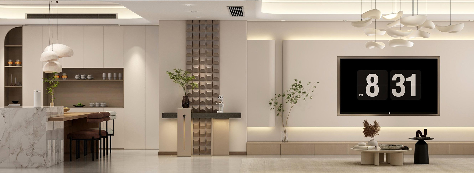 华侨城纯水岸装修,原木奶油