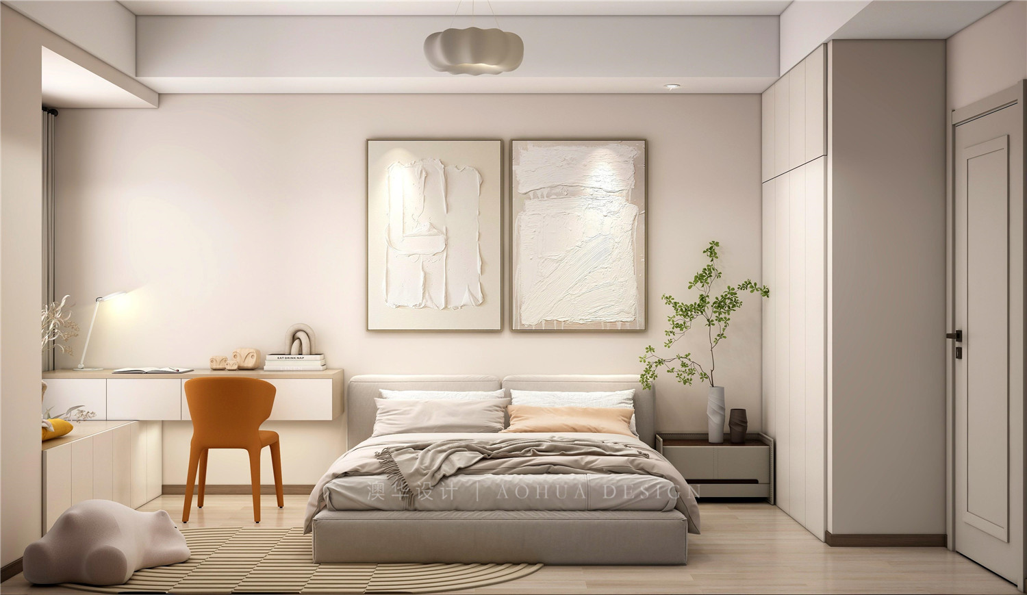 华侨城纯水岸装修,原木奶油