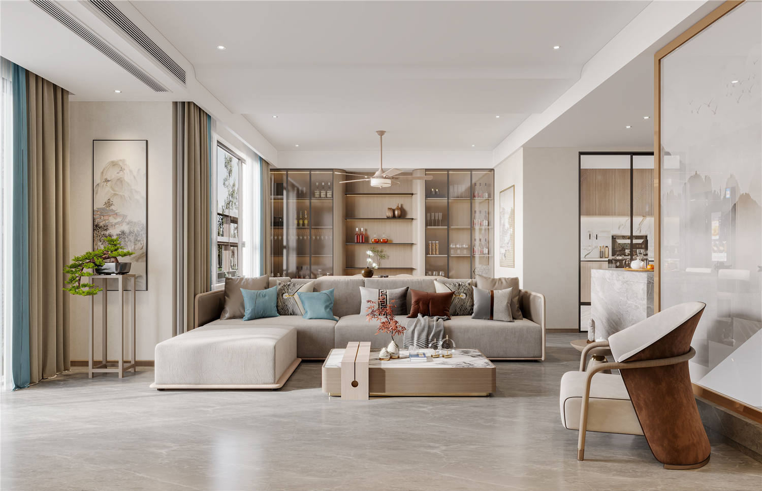 新城璞樾门第装修,现代中式