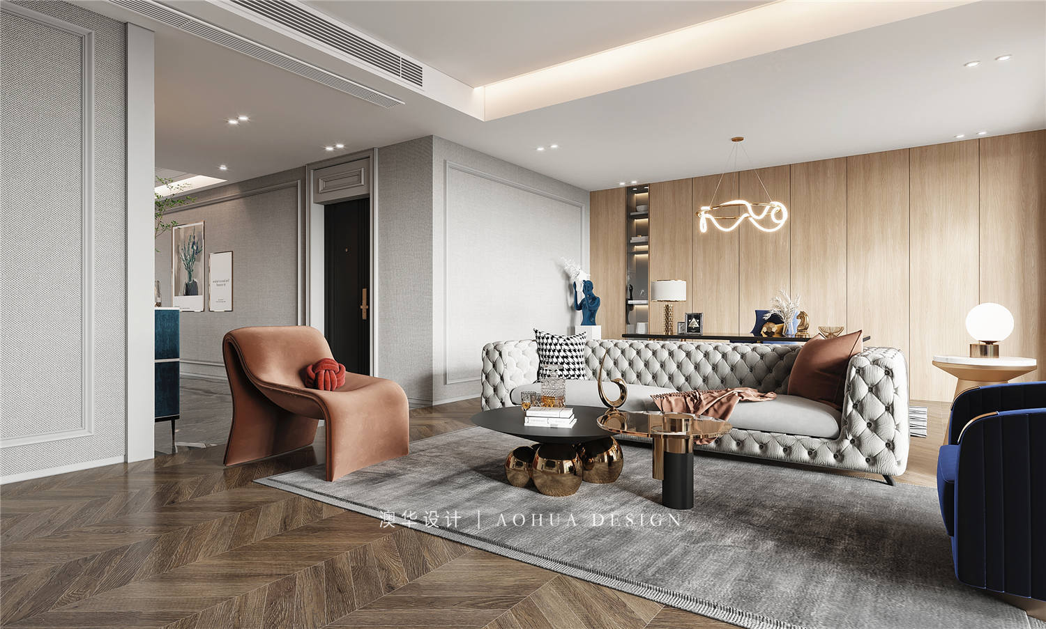 华发外滩首府装修,现代轻奢