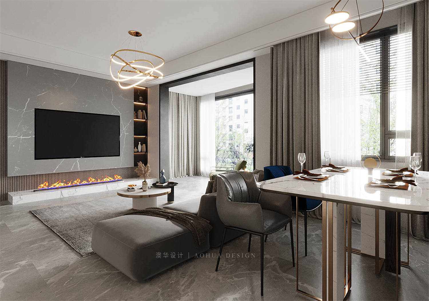 金沙泊岸装修,现代轻奢