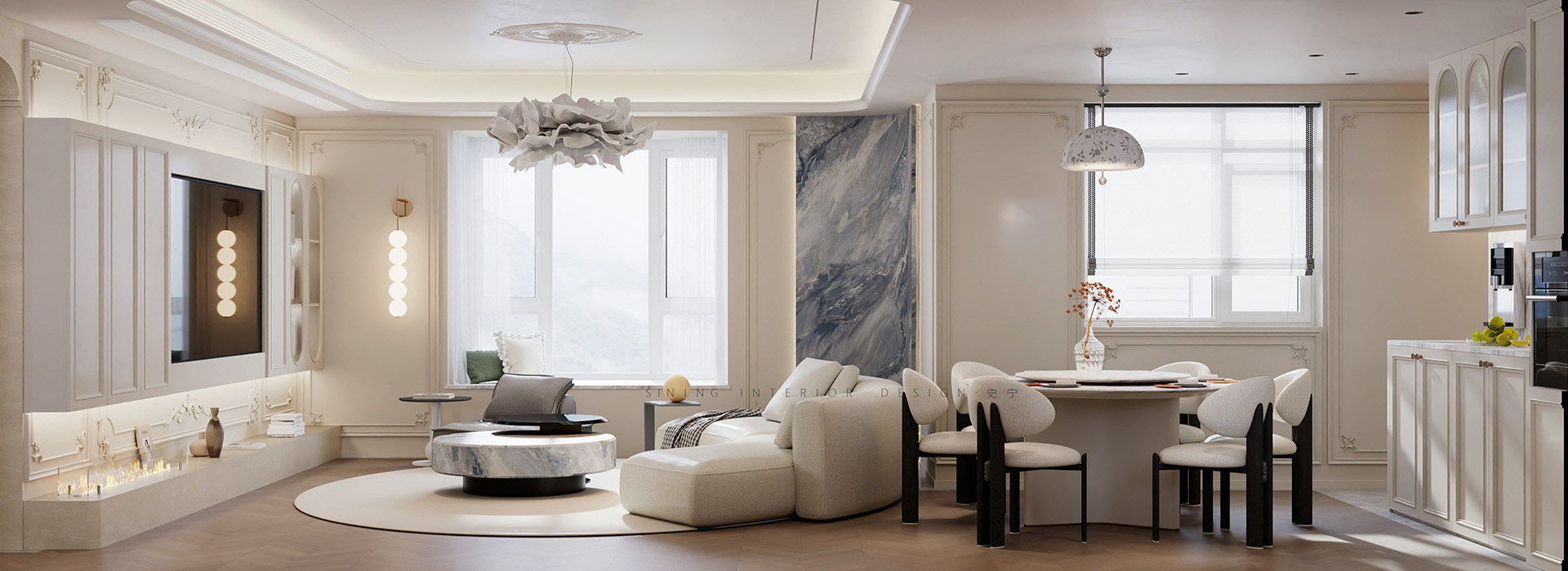 能建长江华府装修,轻法式风格