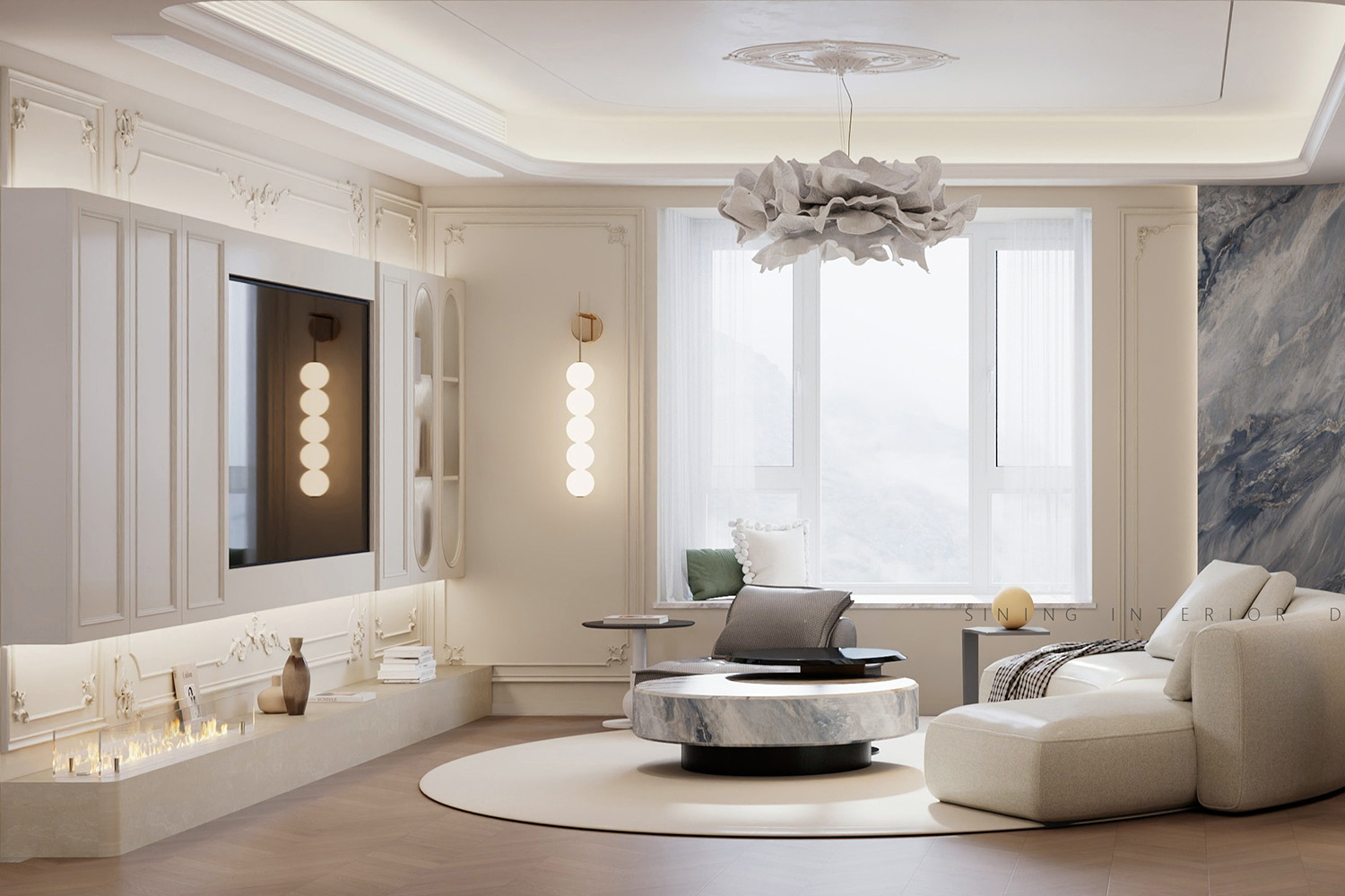 能建长江华府装修,轻法式风格