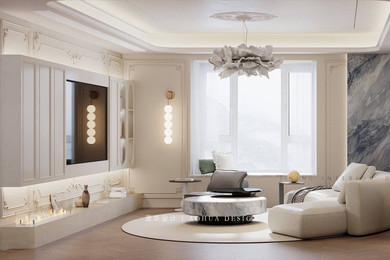 能建长江华府装修,轻法式风格